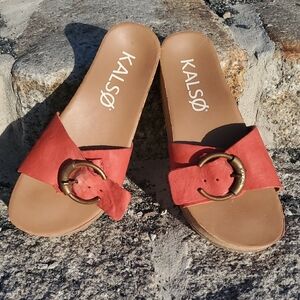 Kalso Sway Women's Red Slide Sandals In Cherry 8.5